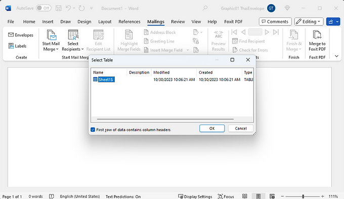 วิธีพิมพ์ซองงานแต่งโดยการ import รายชื่อจาก excel ขั้นตอนที่ 6