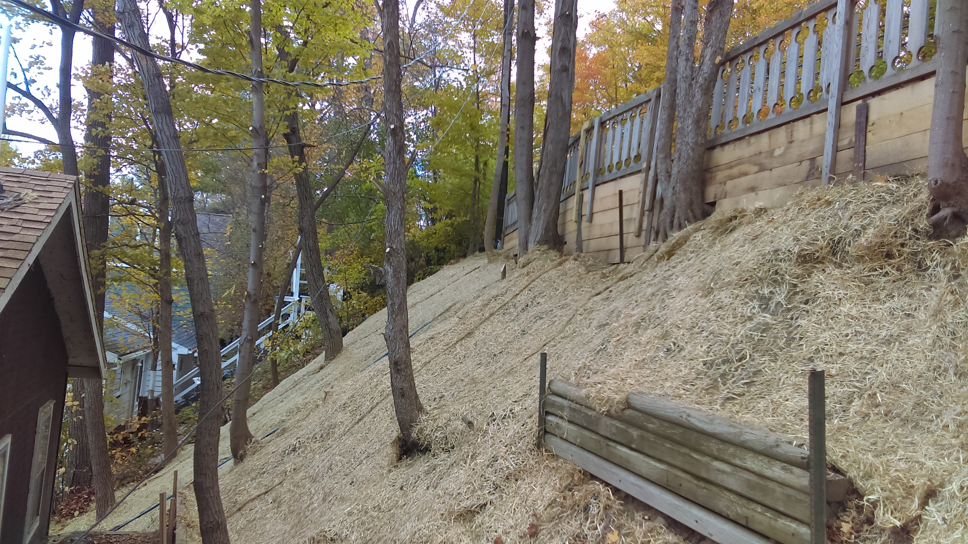 Soldier Pile Wall and Hydroseeding