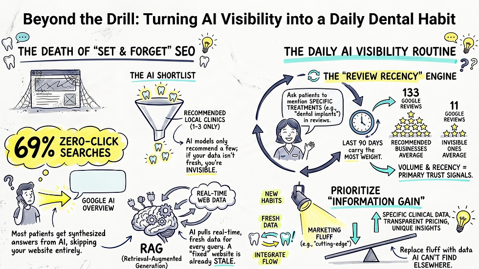 This infographic illustrates how to make AI visibility into daily habits of a dental practice