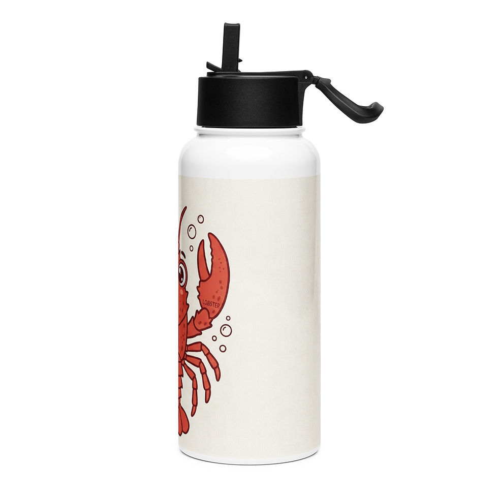 Thumbnail: Stainless steel water bottle with a straw lid Maine Lobster