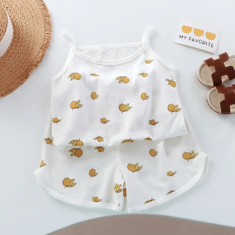 Thumbnail: Girls Summer Clothes Sets New Baby Sleeveless Tops Shorts 2 Pieces Suit Girls
