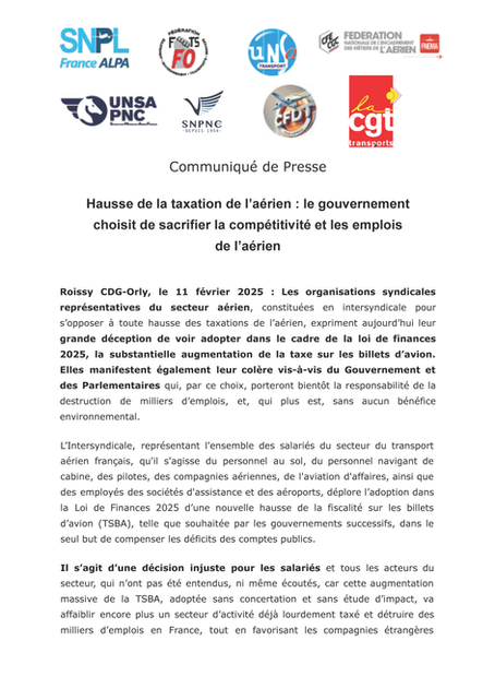 Intersyndicale : Communiqué de Presse du 11 février 2025