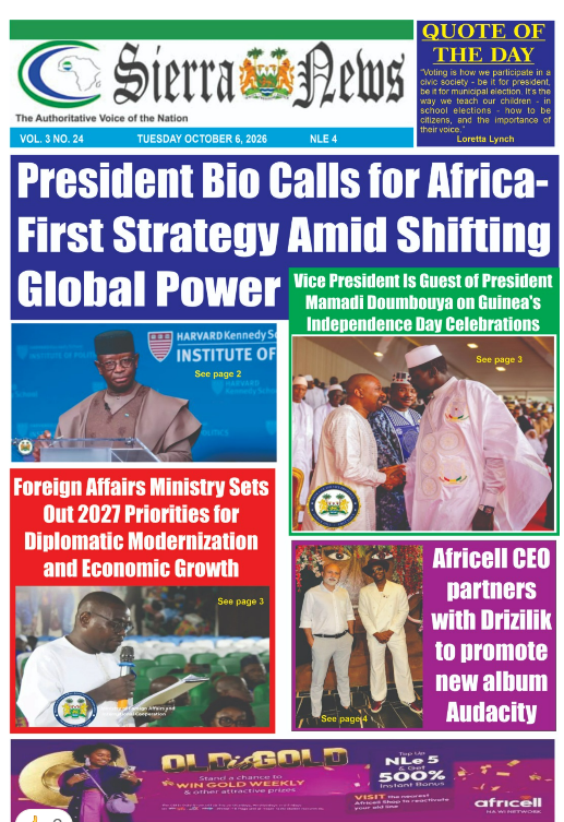 President Bio calls for Africa first strategy Amid shifting Global Power.