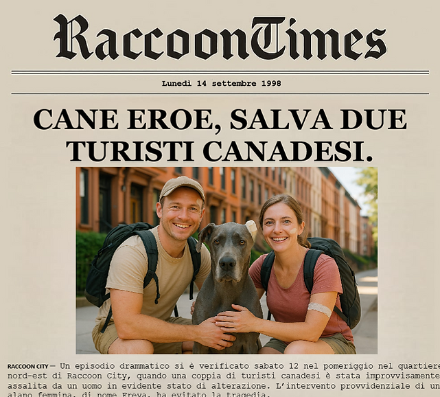 Cane Eroe - Articolo di giornale