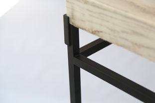 Modern console table, black metal legs, stone top