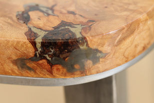 Close-up of wood and resin table top, unique design