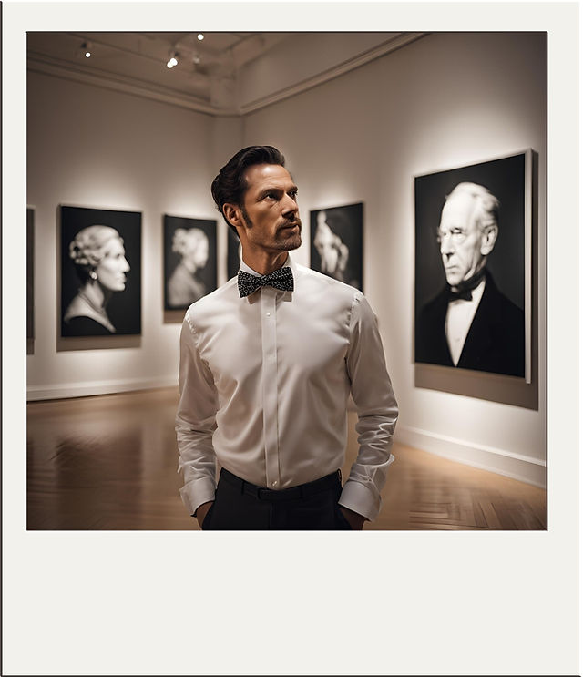 Vernissage, Mann in einer Gallerie