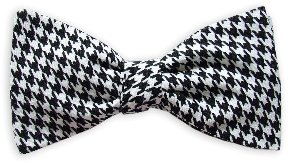 Querbinder mit Verschluss Hahnentritt Schwarz-weiß