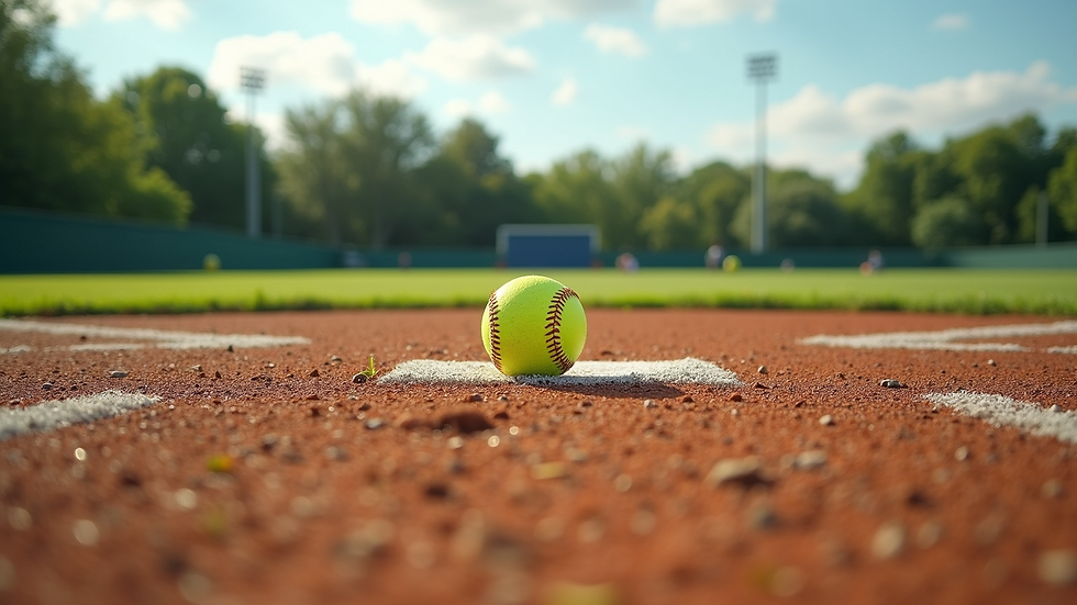 Wide angle view of a well-maintained softball field