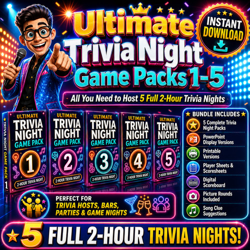 Ultimate Trivia Night Mega Bundle – Packs 1–5 - Bar Trivia Games ...