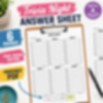 Trivia night sheet front view