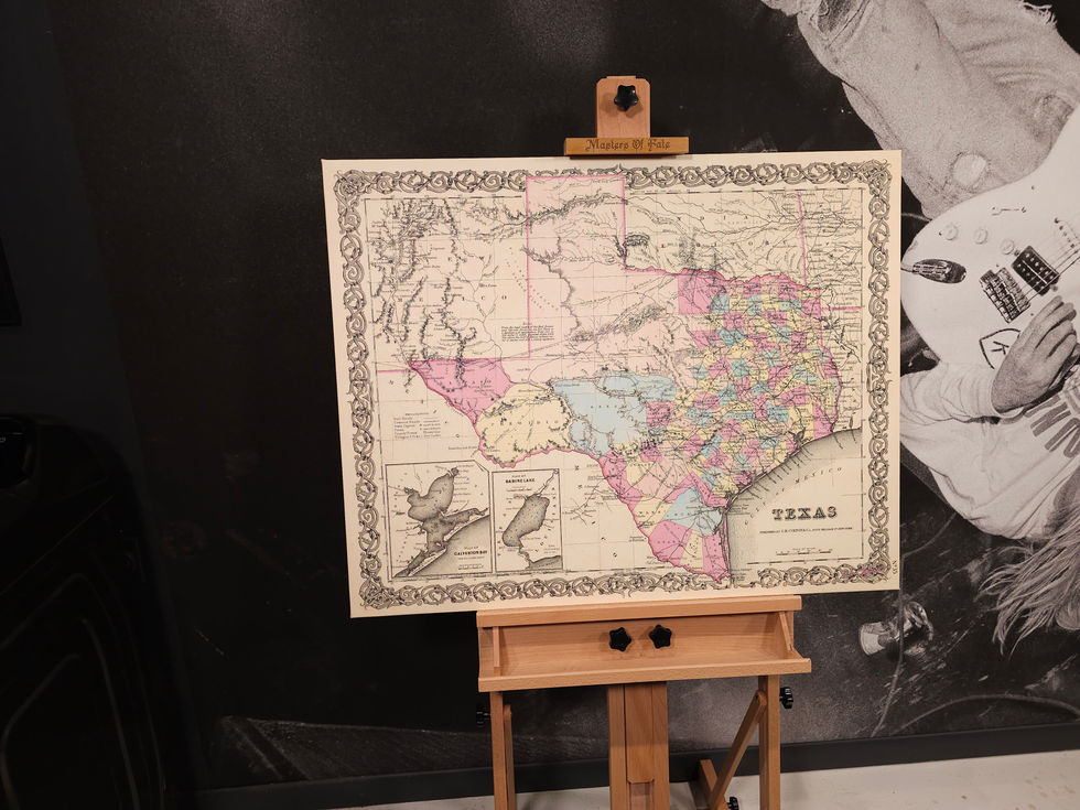 Vintage Texas Map - Hand Made Museum Wrapped Canvas and Wood Frame