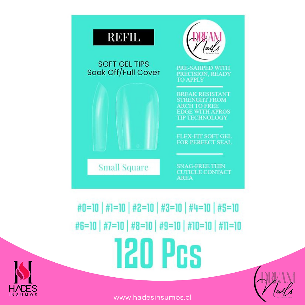 Bolsa de Tips Soft Gel (120Pcs) - Small Square - Dream Nails