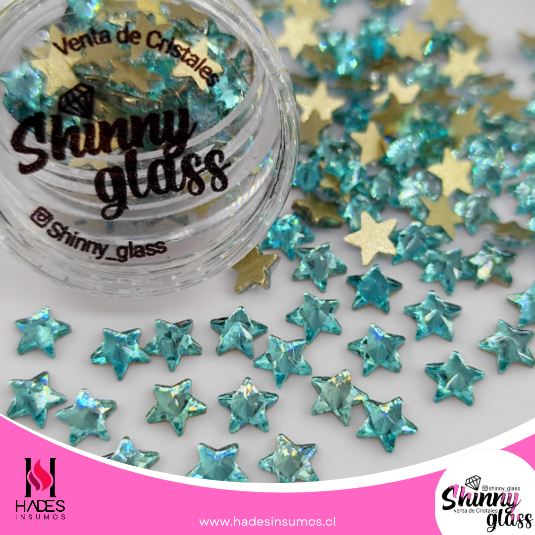 Cristales Estrella Aguamarina (5mm) - Shinny Glass