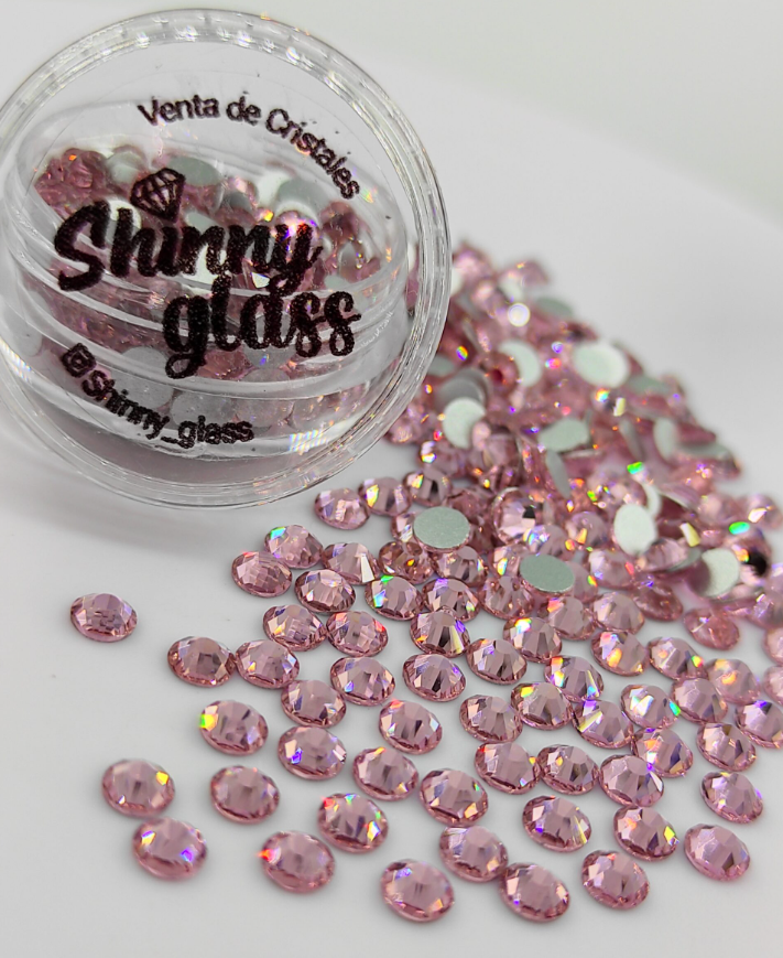 Cristales Redondos (Rosa Claro) Flat Black - Shinny Glass