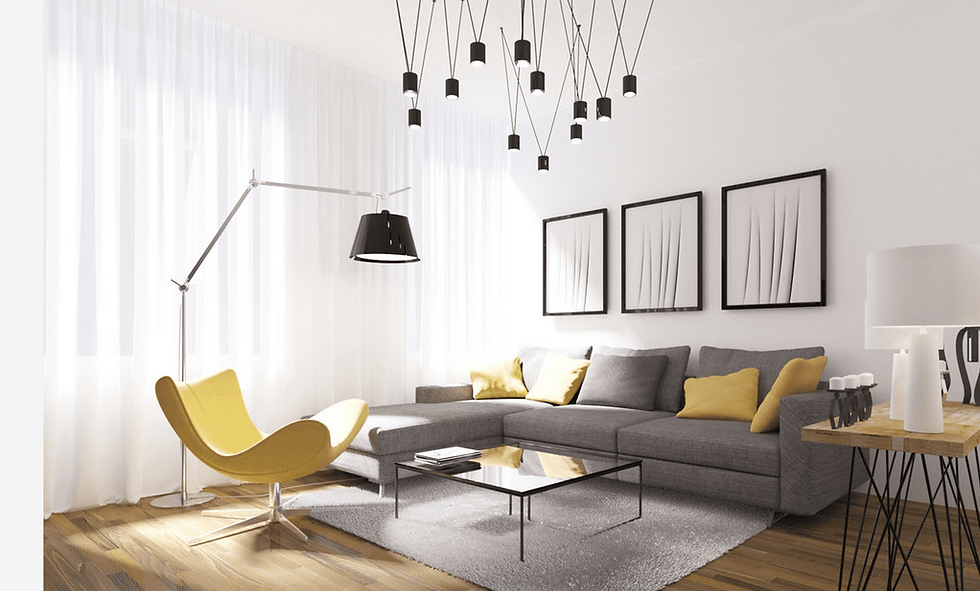 yellow elements in the room