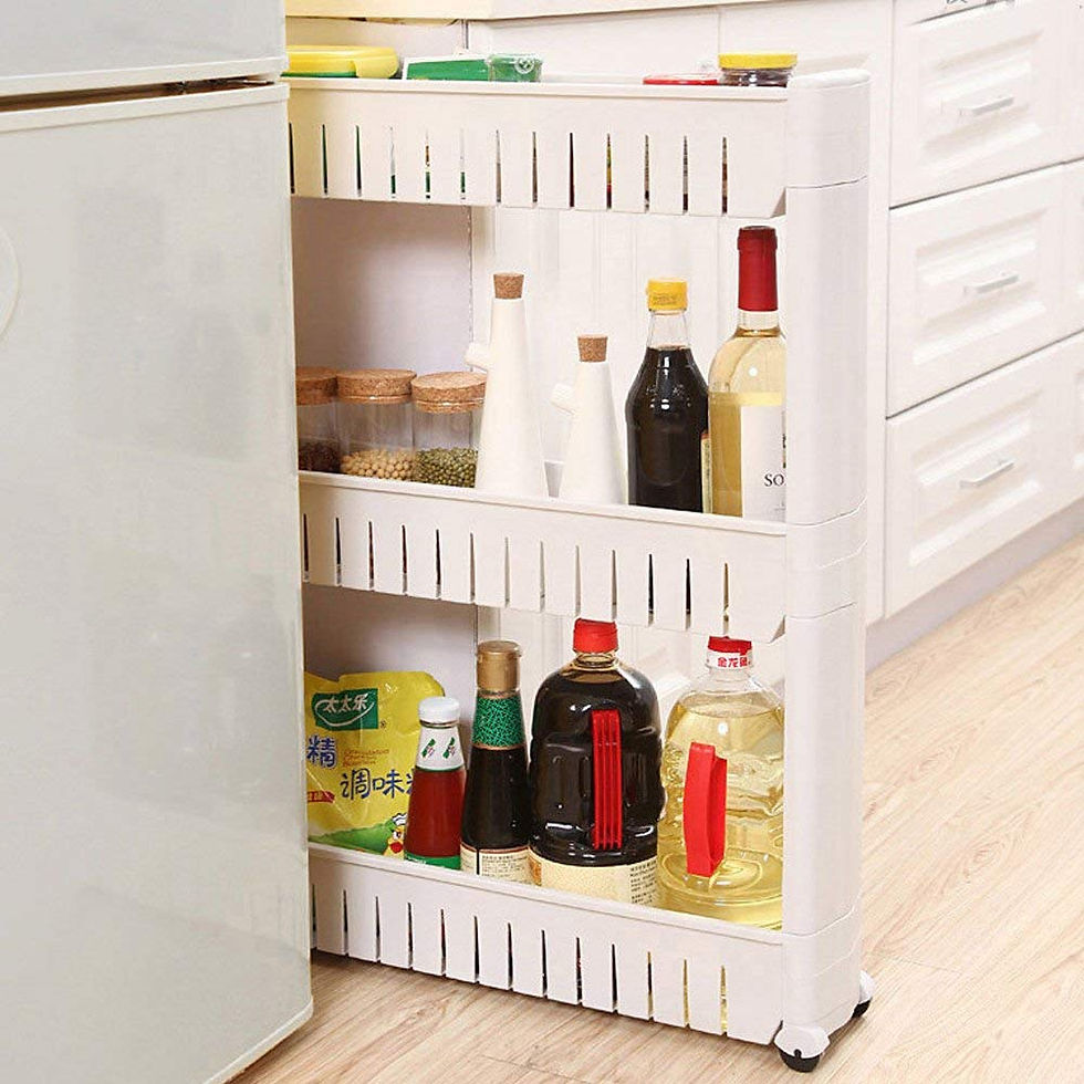 Thumbnail: 3 Tier Slim Slide Out Kitchen Trolley Rack with Wheel Wall Cabinet Bathroom