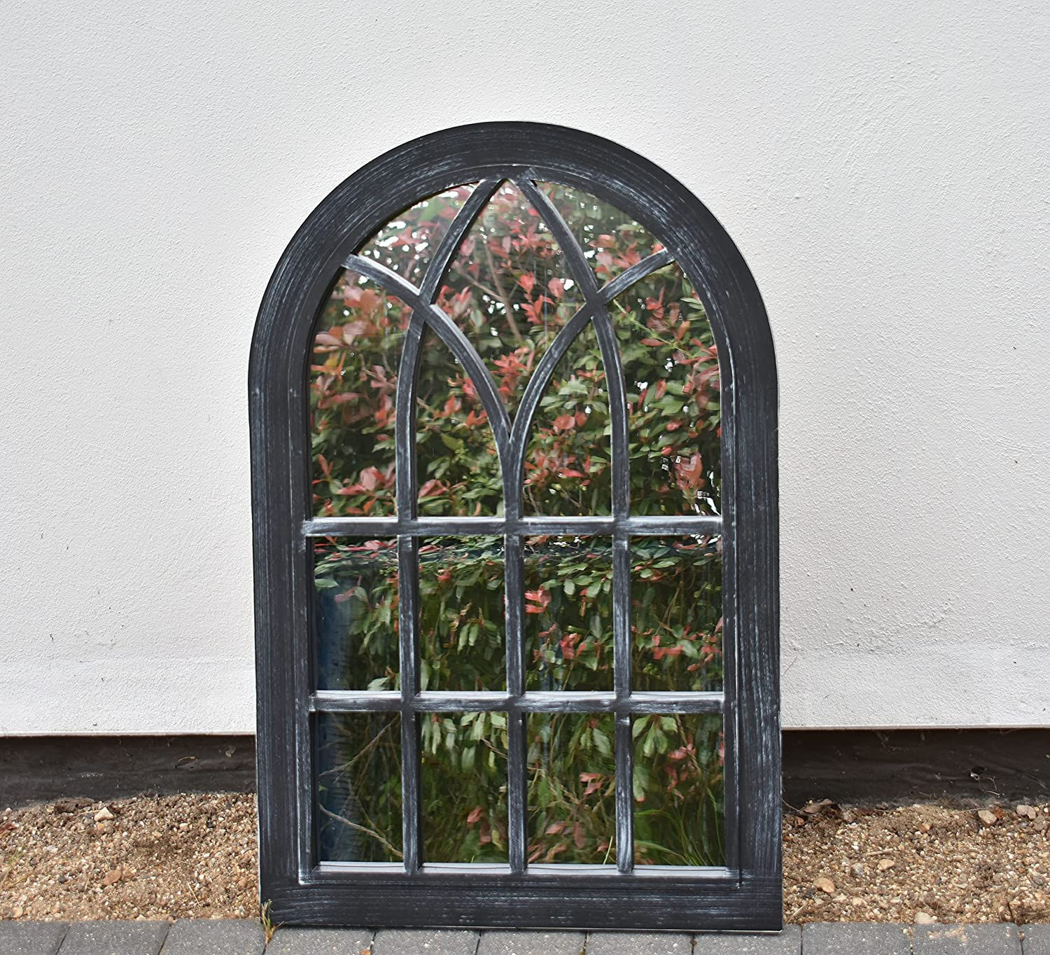 Large Window Mirror Soho Vintage Style 92x62cm (Black Rustic)