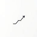 small black graph square trending upward, simple, minimalistic, white background, with arr