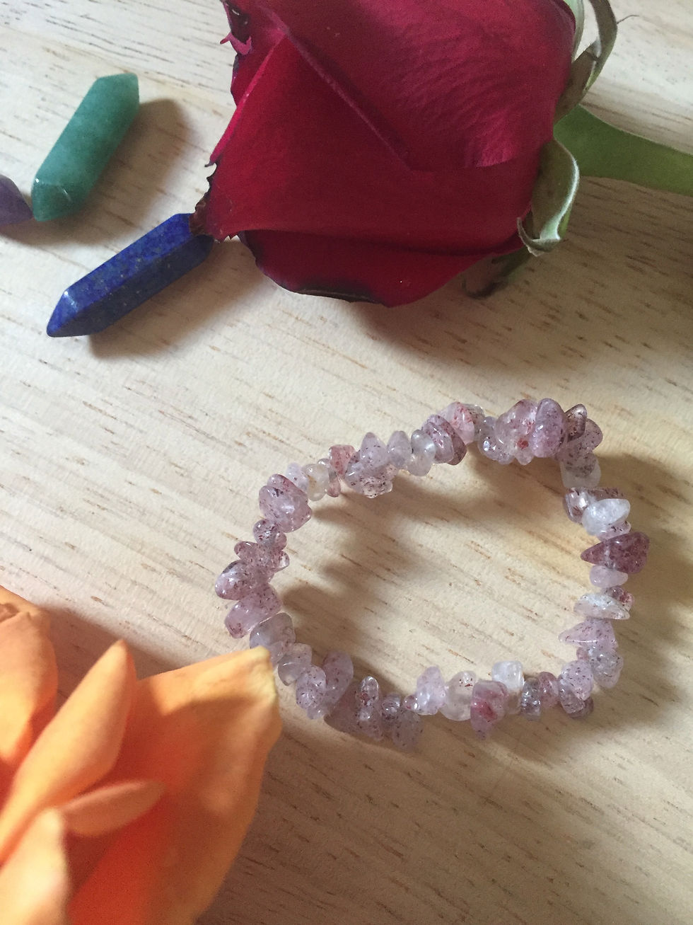 Bracelet en quartz de fraise - pierres semi-précieuses