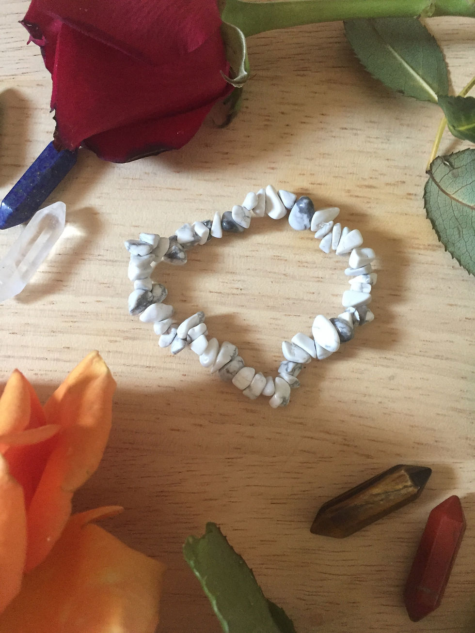 Bracelet en howlite blanche - pierres semi-précieuses