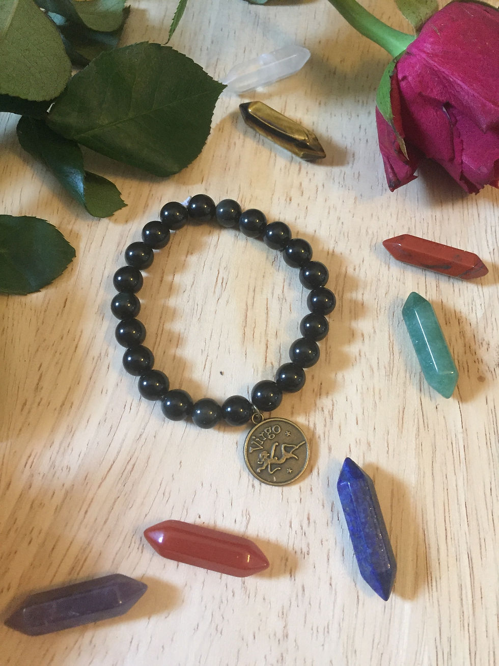 Bracelet Zodiaque Obsidienne Signe Astro Vierge