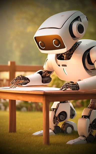 show a robot that is in a beautiful back