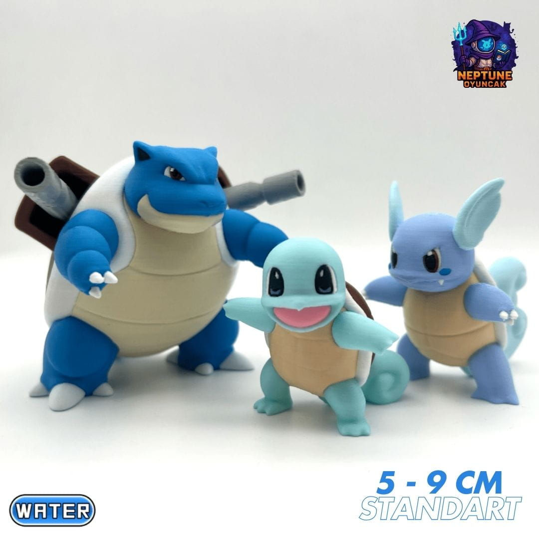 #0007 Squirtle, Wartortle, Blastoise Pokemon Gelişim Seti