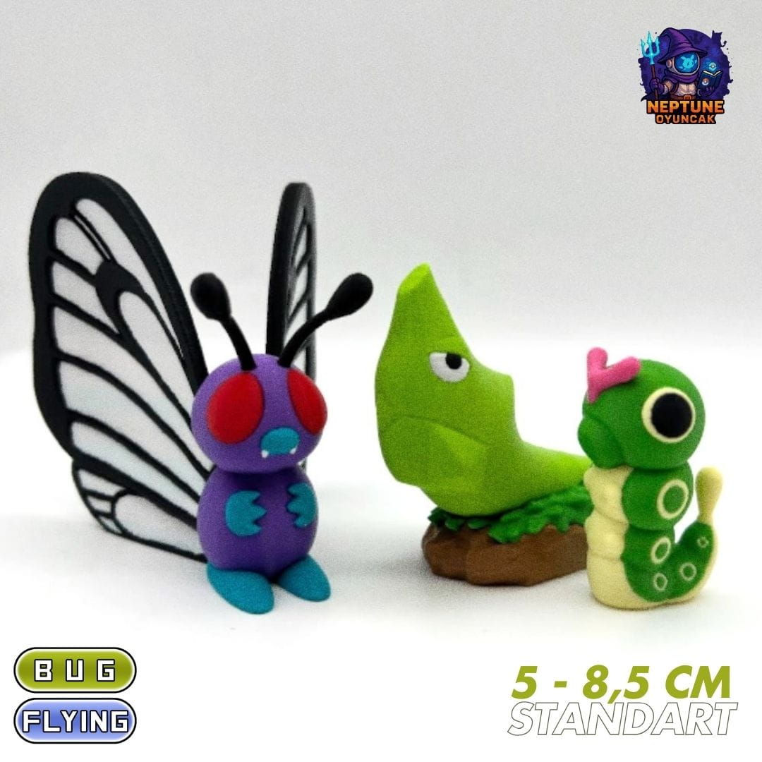 #0010 Caterpie, Metapod, Butterfree Pokemon Gelişim Seti
