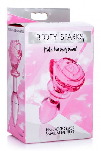 Thumbnail: Pink Rose Glass Small Anal Plug