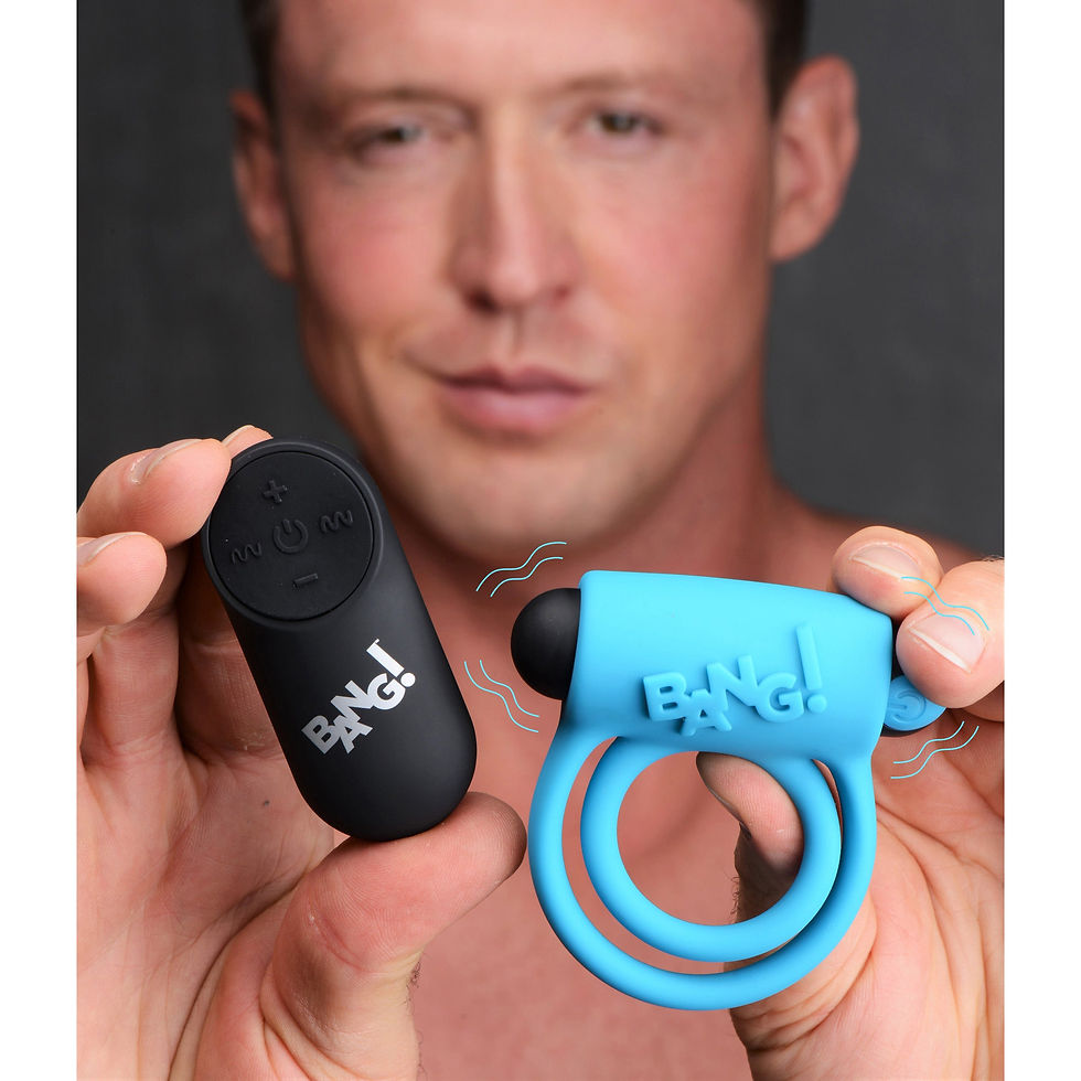 Thumbnail: Silicone Cock Ring & Bullet w/ Remote Control - Blue