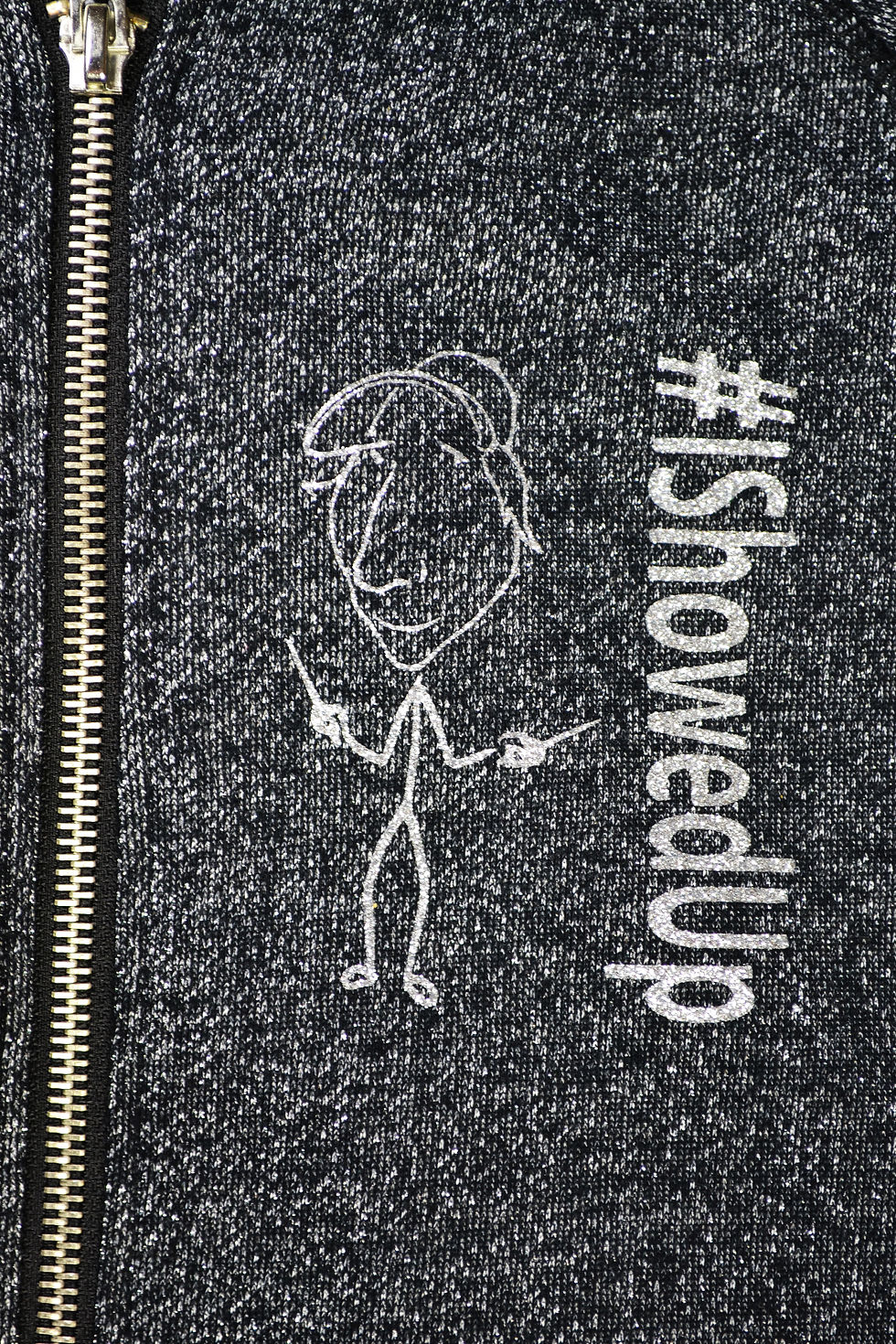 Thumbnail: J.American black zip up glitter hooded sweatshirt