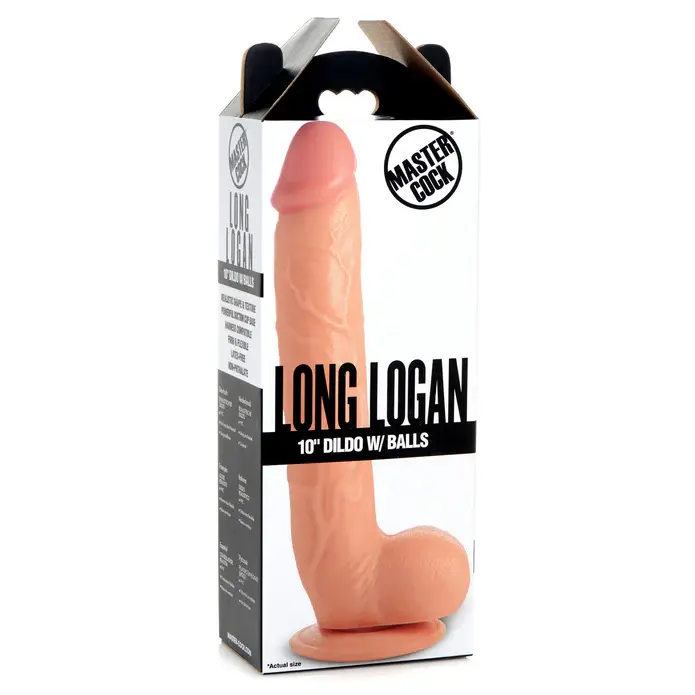 Thumbnail: Long Logan 10 Inch Dildo with Balls - Light_AG771-Light