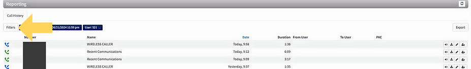 Call History Filters