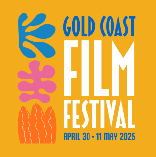 Official logo of the Gold Coast Film Festival 2025 featuring vibrant colors and bold typography.