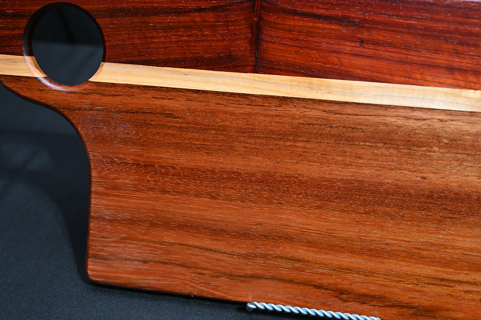 Thumbnail: Bread Board:  Padauk & Sapella with Maple Stripe