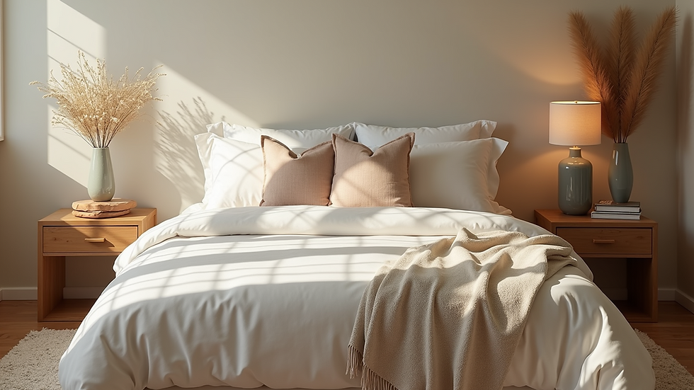 High angle view of a peaceful bedroom set up for relaxation