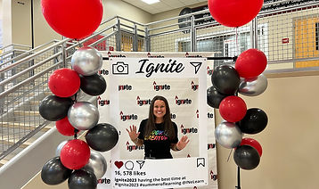Stevie in front of IGNITE photo