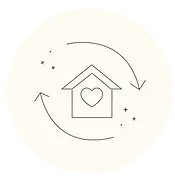 A charming house icon featuring a heart and arrows, symbolizing love and care for home maintenance