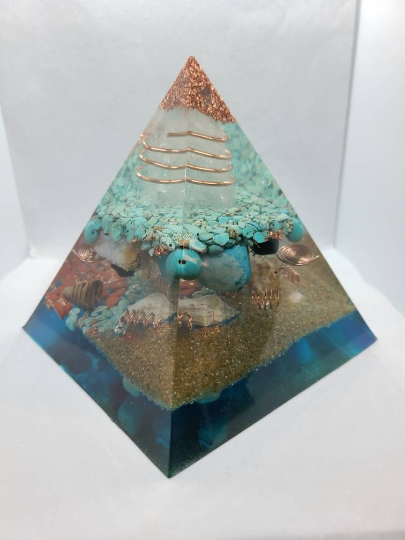Thumbnail: Large Pyramid Orgonite-Peace By the Sea Collection"-Each Piece Is Different
