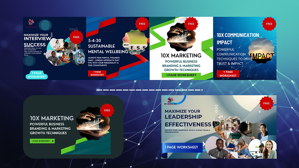 Free workshops: Interview Success, Sustainable Wellbeing, 10x Marketing, communication