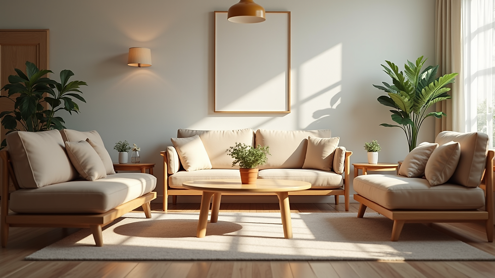 Eye-level view of a cozy family therapy room with comfortable seating