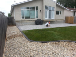 Backyard Brick, Curb, Gravel, Grass