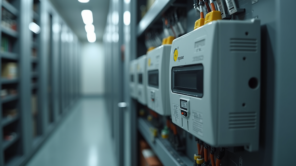 Eye-level view of electrical panel with surge protector device installed