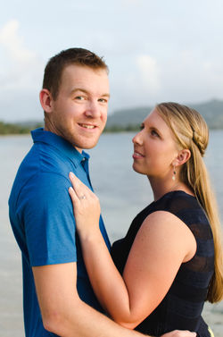 Oahu Sunset Beach Engagement Photo