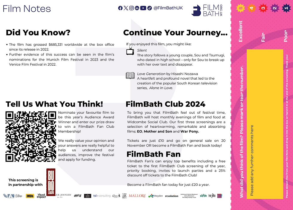 Original Film Note given to audiences for the screening of 'Love Life' at Bath Film Festival 2023