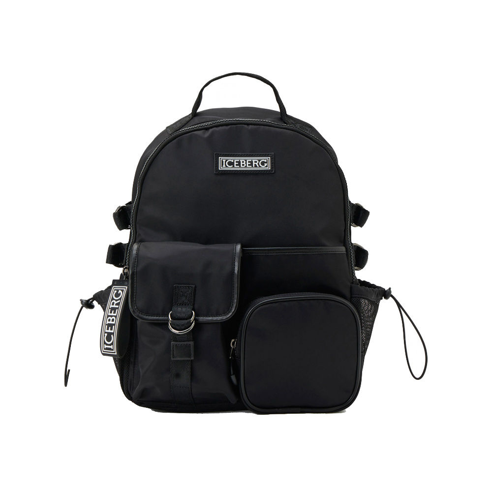 ICEBERG RUCKSACK W/ POCKETS AND LOGO BAG IN BLACK