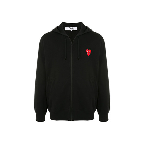 パーカー・フーディ Comme Des Garcons Zipped Hoodie With Double Heart Patch COMME DES GARÇONS PLAY DOUBLE HEART-LOGO PATCH ZIP HOODIE