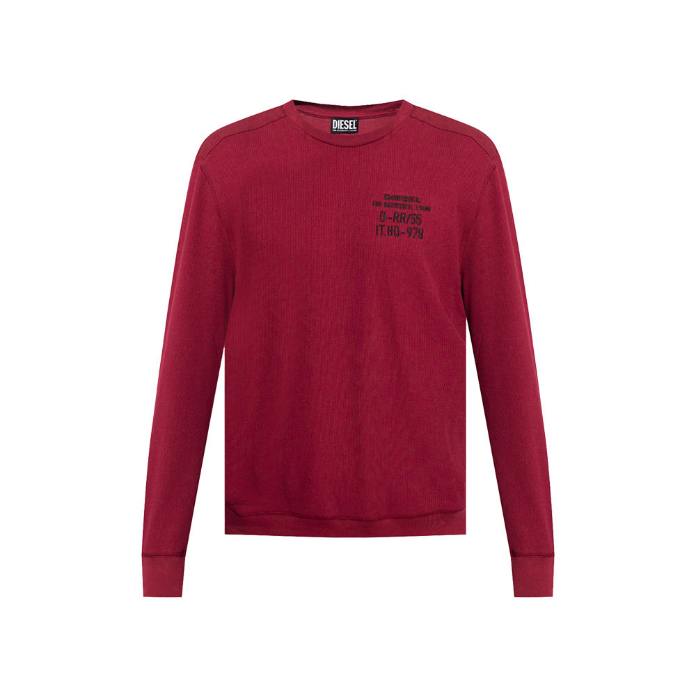 DIESEL WILLY W-SWEAT WAFFLE-KNIT SWEATSHIRT - BURGANDY