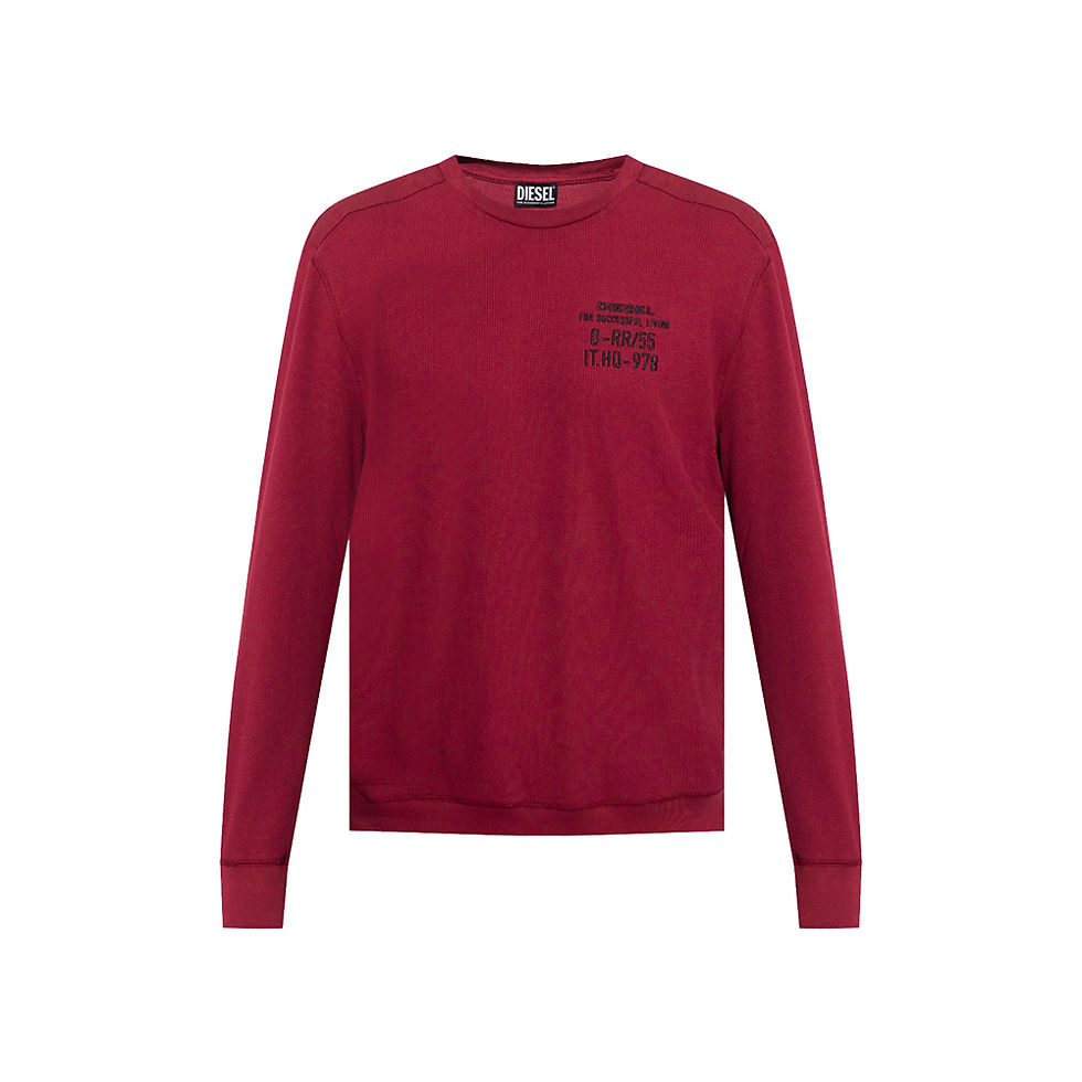 DIESEL WILLY W-SWEAT WAFFLE-KNIT SWEATSHIRT - BURGANDY